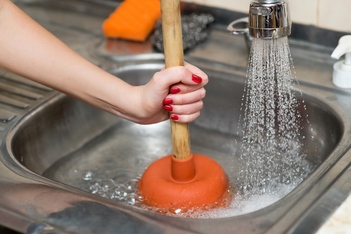 Plunger-clogged-sink